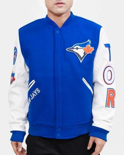 MLB TORONTO BLUE JAYS CLASSIC WOOL MEN'S VARSITY JACKET (ROYAL/WHITE)