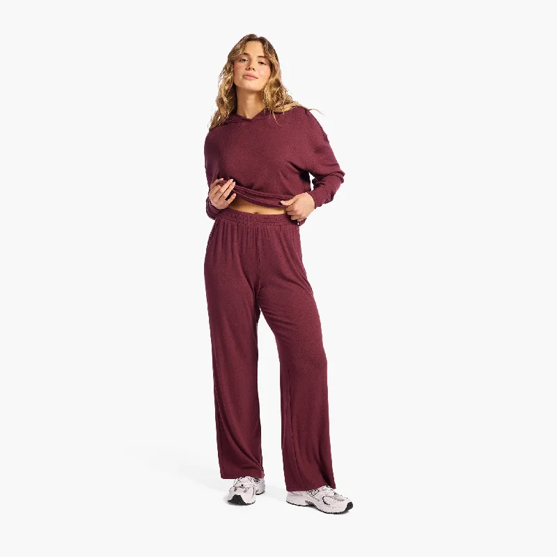 Slinky Rib Wide Leg Pant | Merlot