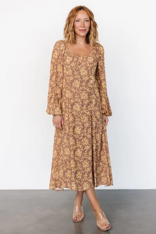 McKinney Dress | Brown + Gold Floral