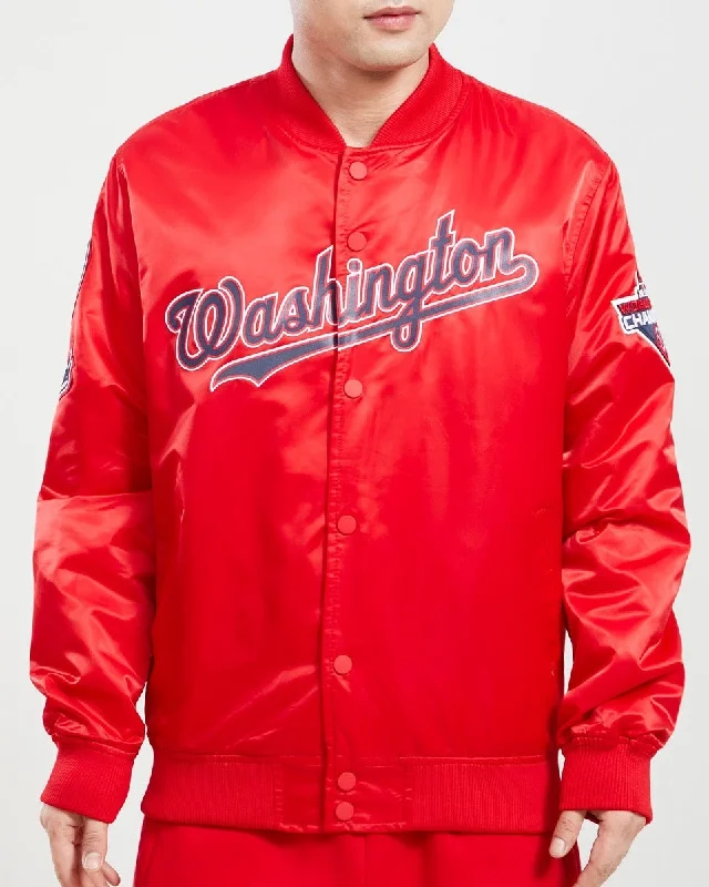 MLB WASHINGTON NATIONALS BIG LOGO MEN'S SATIN JACKET (RED)