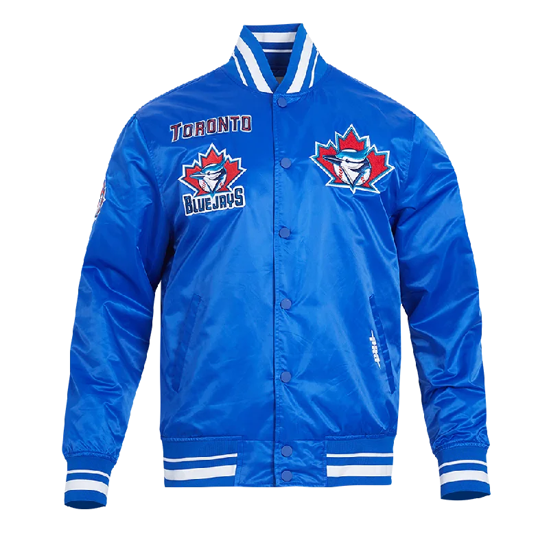 MLB TORONTO BLUE JAYS RETRO CLASSIC MEN'S RIB SATIN JACKET (ROYAL BLUE)