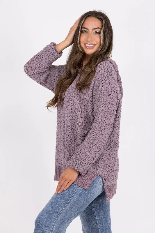 Perfectly For Popcorn Women's V-Neck Hooded Sweater