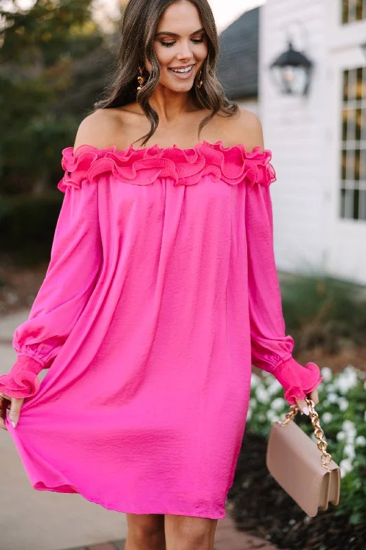 Can You Believe It Hot Pink Ruffled Dress