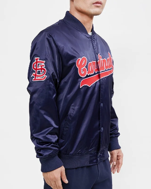 MLB ST. LOUIS CARDINALS WORDMARK MEN'S SATIN JACKET (MIDNIGHT NAVY)