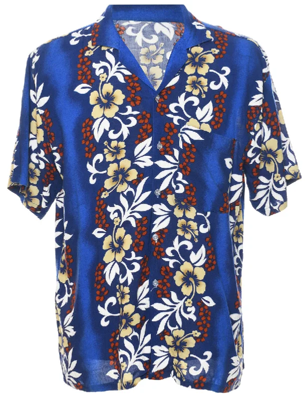 Y2K Floral Hawaiian Shirt - L