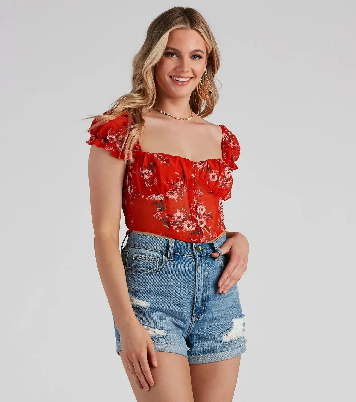 Sunflower State Chiffon Corset Top