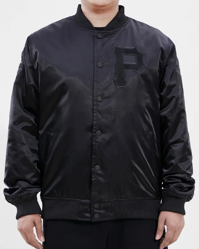 MLB PITTSBURGH PIRATES TRIPLE BLACK MEN'S SATIN JACKET (TRIPLE BLACK)