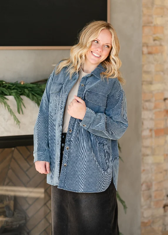 Dolly Corduroy Slate Blue Shacket