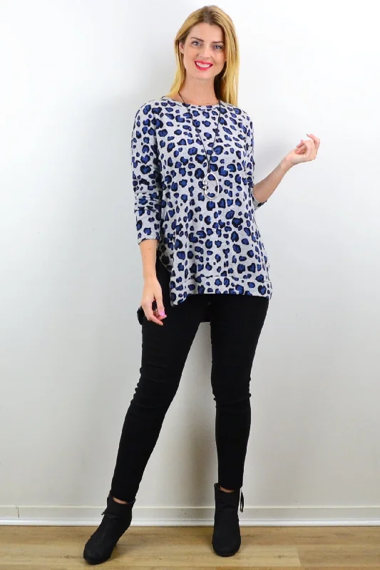 Blue Spot Fleece Tunic Top