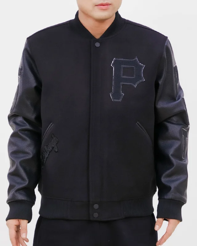 MLB PITTSBURGH PIRATES TRIPLE BLACK WOOL MEN'S VARSITY JACKET (TRIPLE BLACK)