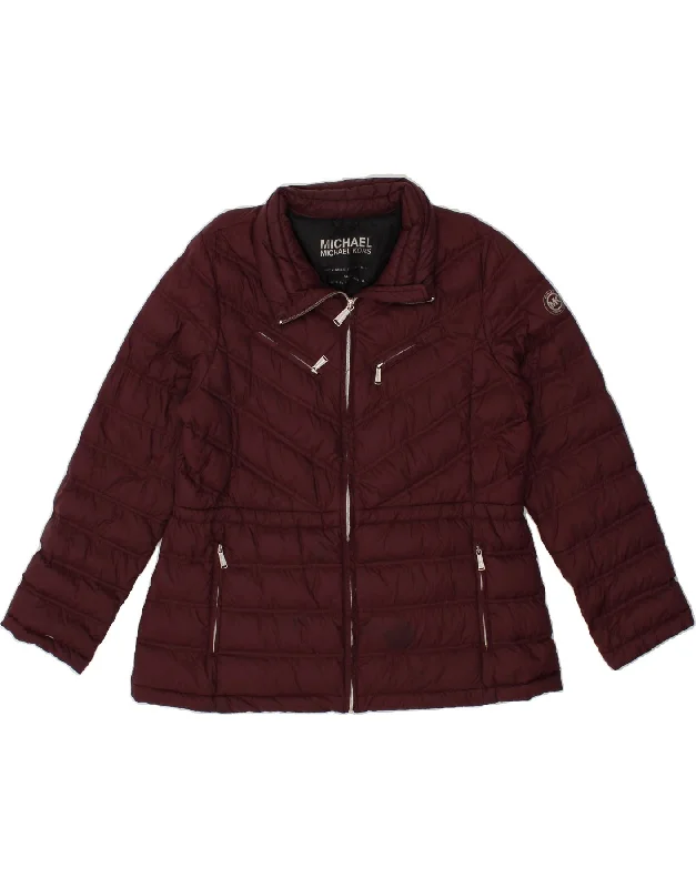 MICHAEL KORS Womens Padded Jacket UK 18 XL Burgundy Nylon