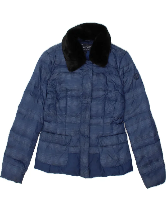 ARMANI JEANS Womens Padded Jacket US 8 Medium Blue Polyamide