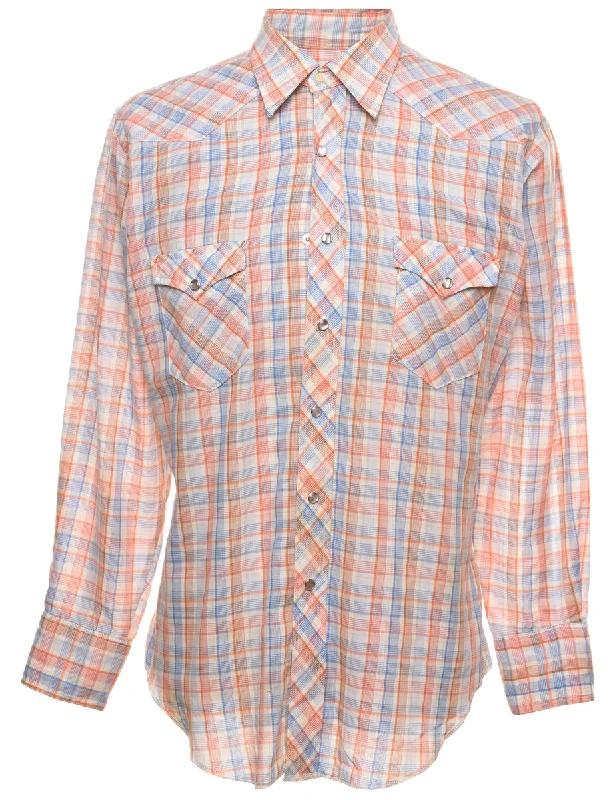 Wrangler Blue & Orange Checked Shirt - L