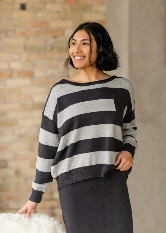 Navy Bold Striped Sweater