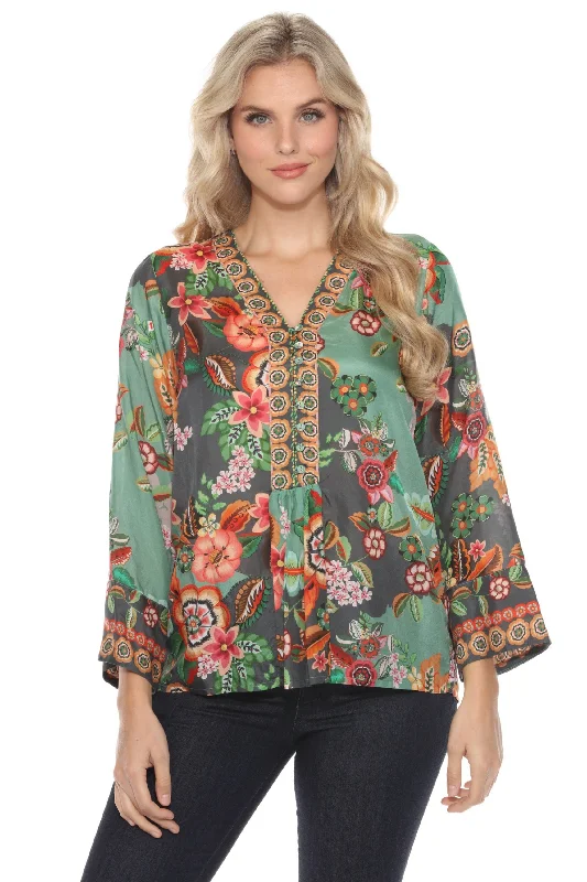 Johnny Was Botina Floral Silk Blouse C17524B8